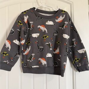 Carter's Gray Dinosaur Print Pullover Sweatshirt with Orange & Yellow Accents